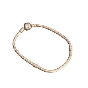 Pandora Sterling Silver Bracelet Snake Chain Barrel Clasp 7.25" 14.22g Charm